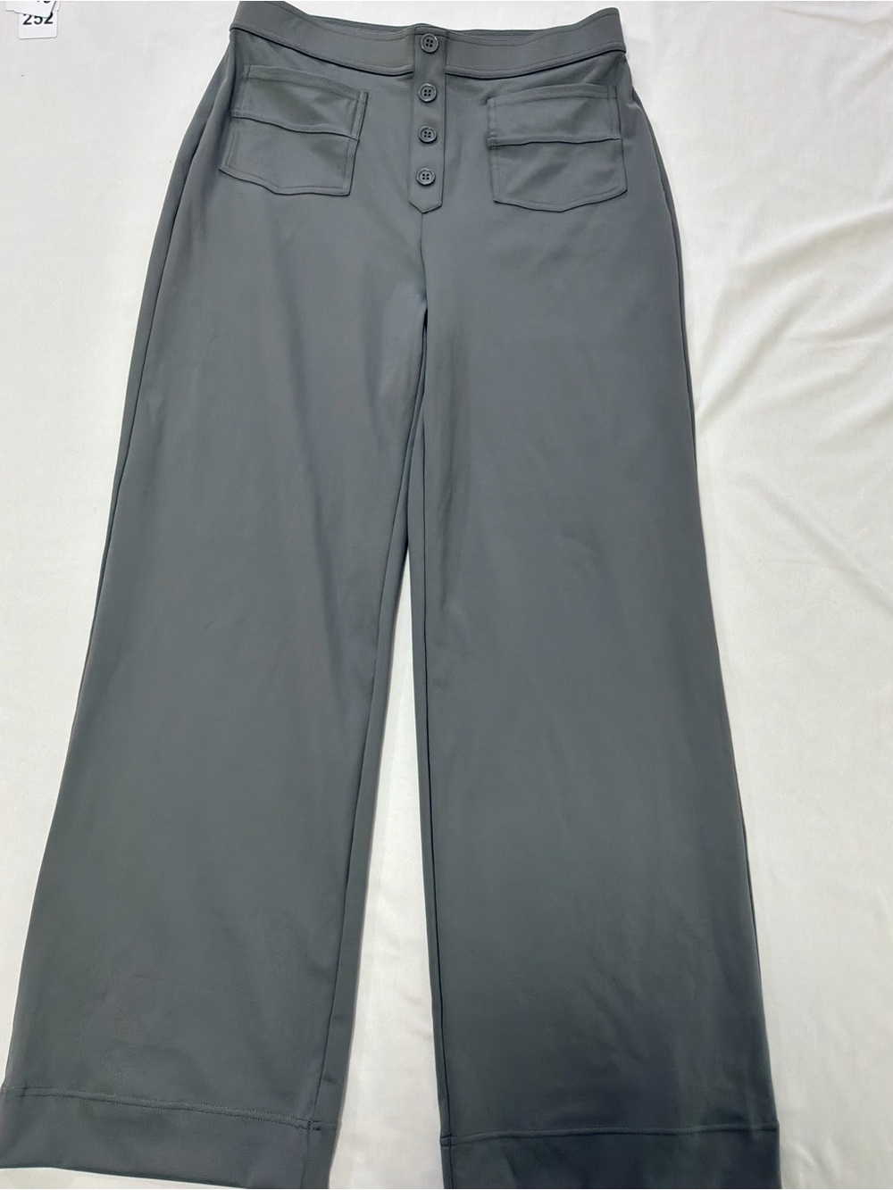 HALARA Gray Wide-Leg Pants with Front Button Placket
